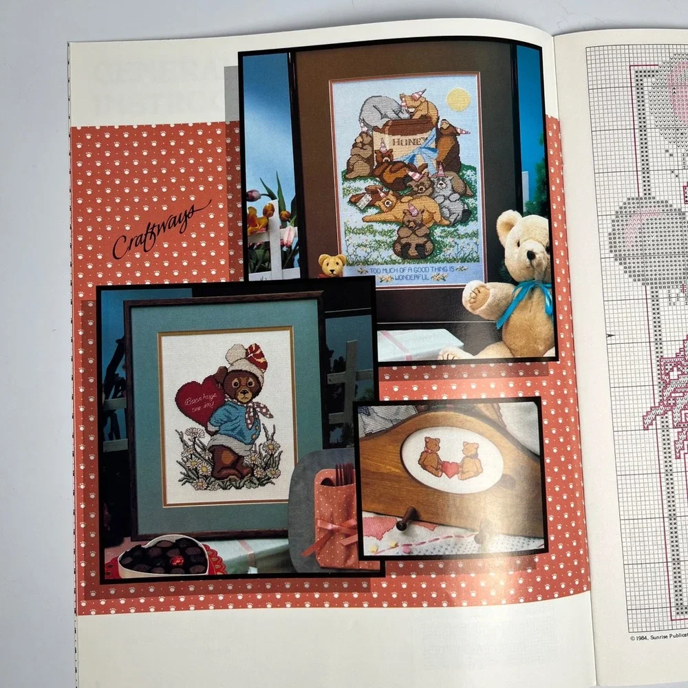 VTG Hugga Bears Craftways Cross‎ Stitch Patterns Book Teddy Bear Designs